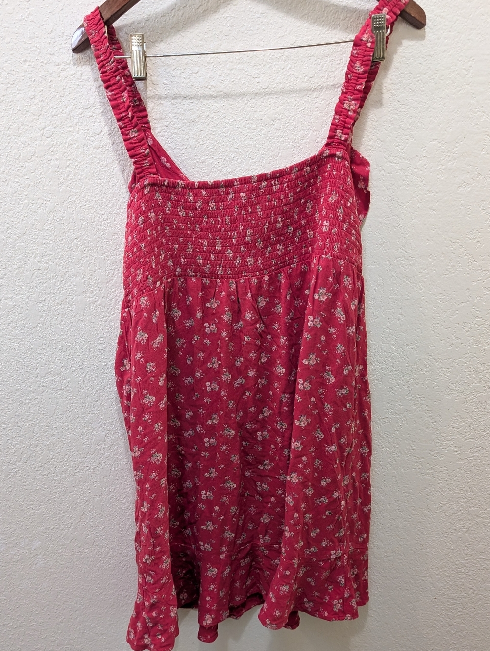 Cutesy Cottage Core American Eagle Red Floral ruffle  Collar Mini Dress. Size XL - Picture 5 of 6